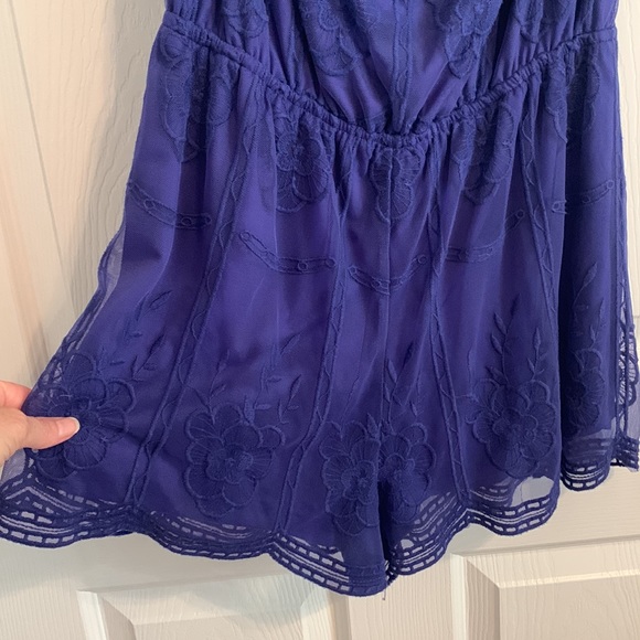 💠NWT Lace overlay Alter’d State romper - royal/purple - Picture 3 of 7